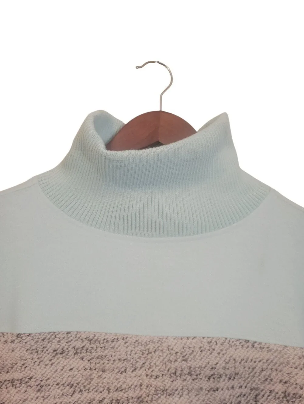 Anthropologie Daily Practice Oversized Colorblock Turtleneck Sweater Blue Grey S